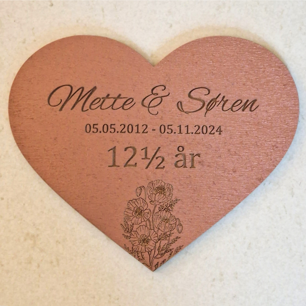 Hjerte til æresport i malet kobber birkefiner