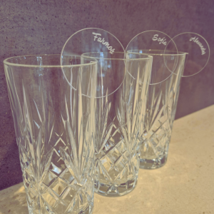 Bordkort til glas rund - font 1