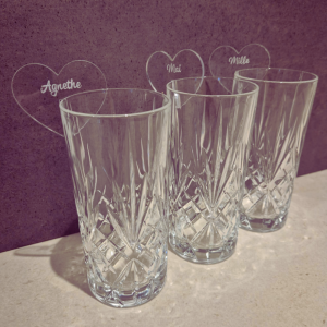 Bordkort til glas hjerteform